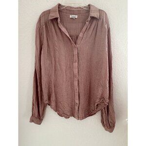 AVLN Studio Womens Shirt M Dusty Pink Rayon Button Up L/S Textured Feminine Work